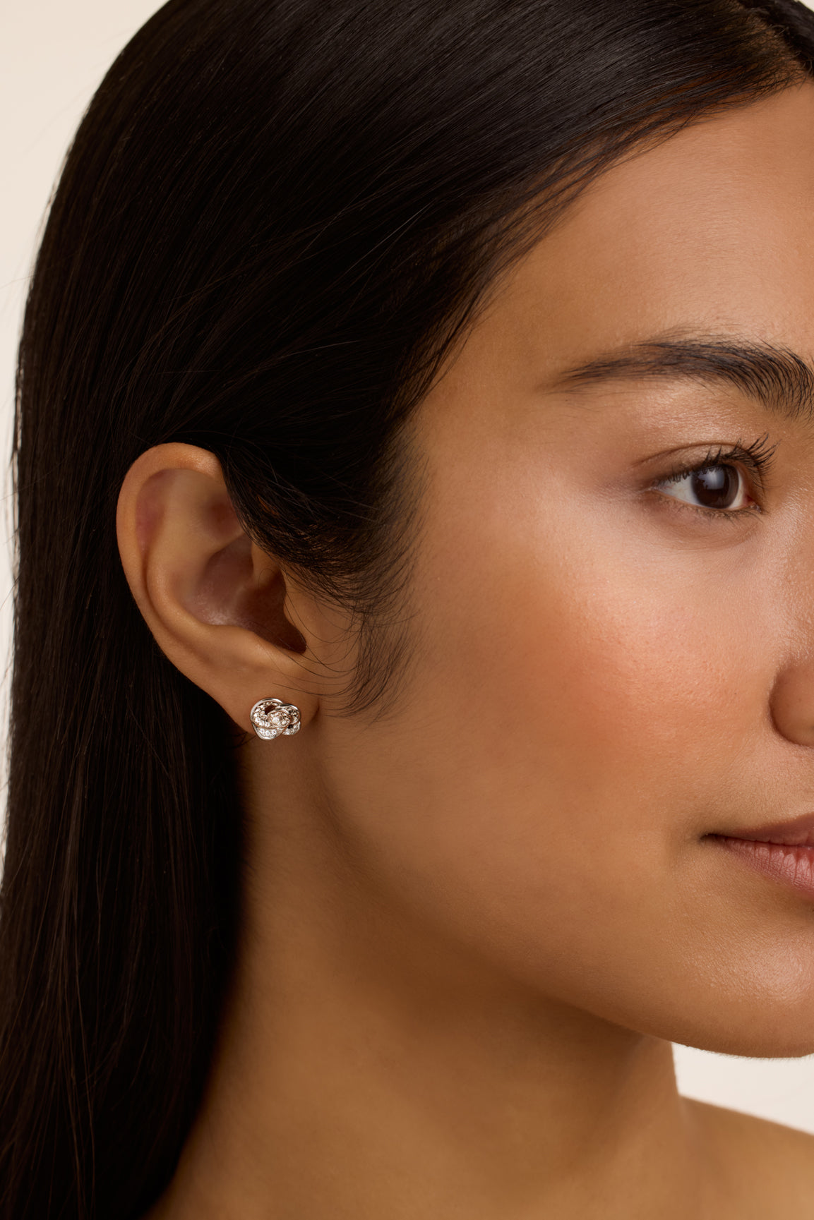 Florine Crystal Flower Stud Earrings Silver