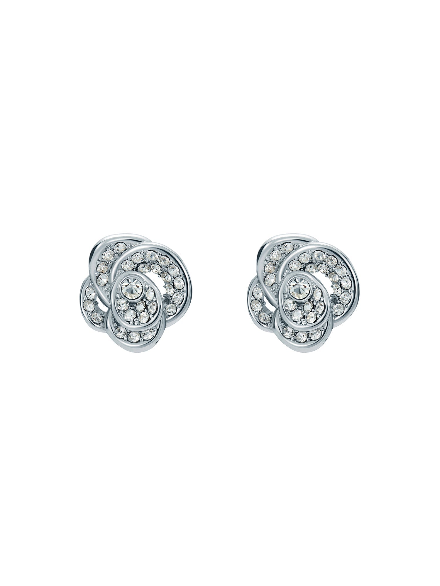Florine Crystal Flower Stud Earrings Silver