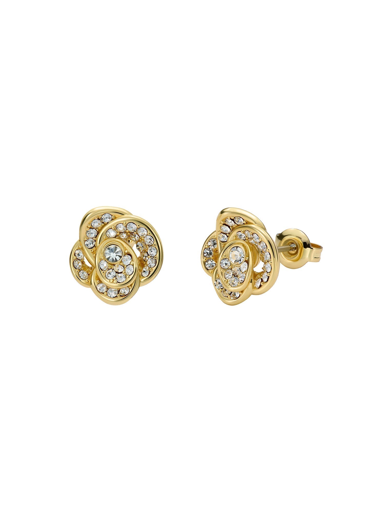 Florine Crystal Flower Stud Earrings Gold