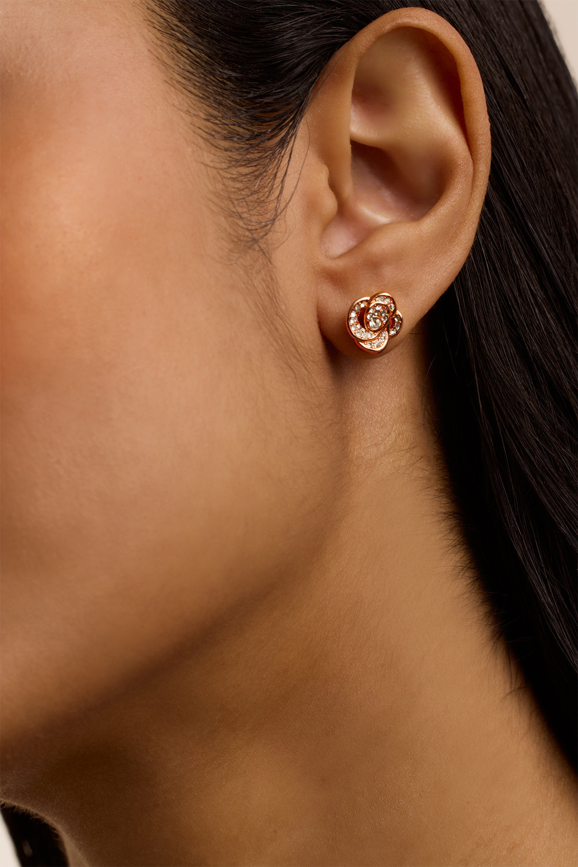 Florine Crystal Flower Stud Earrings Rosegd