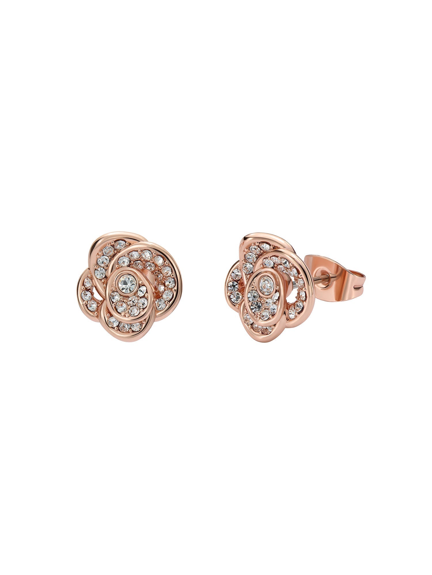 Florine Crystal Flower Stud Earrings Rosegd