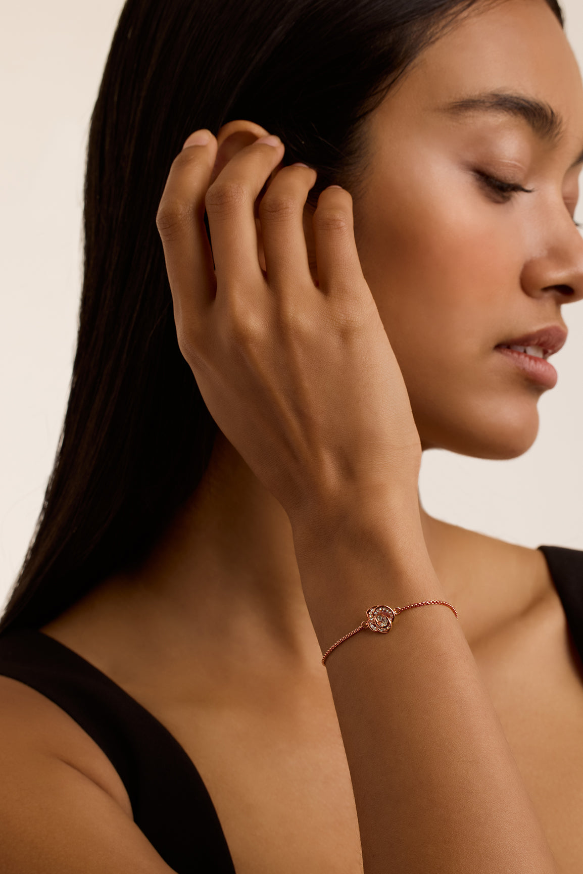 Florina Crystal Flower Adjustable Bracelet Rosegd