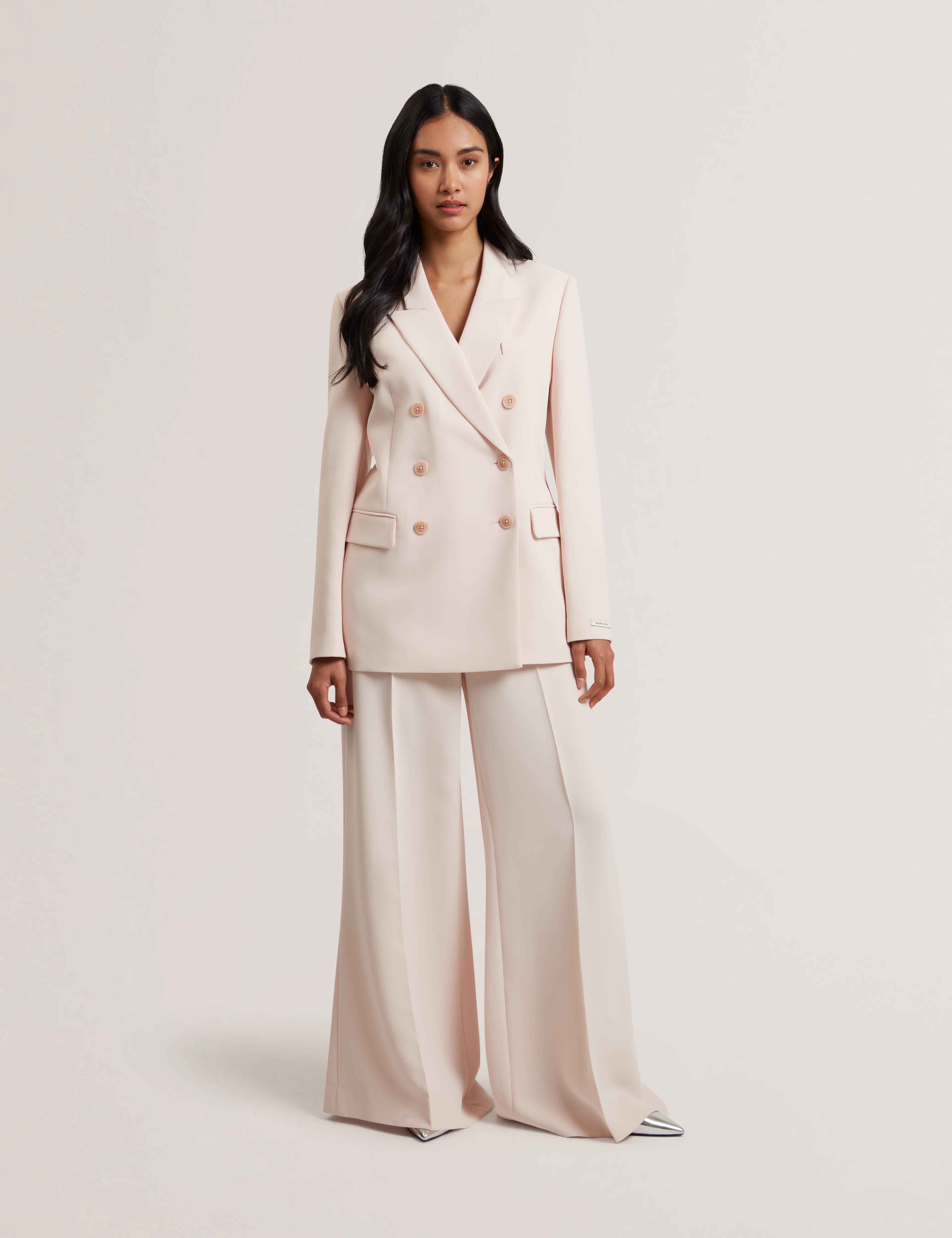Traga Tailored Double Breasted Blazer Pl-Pink