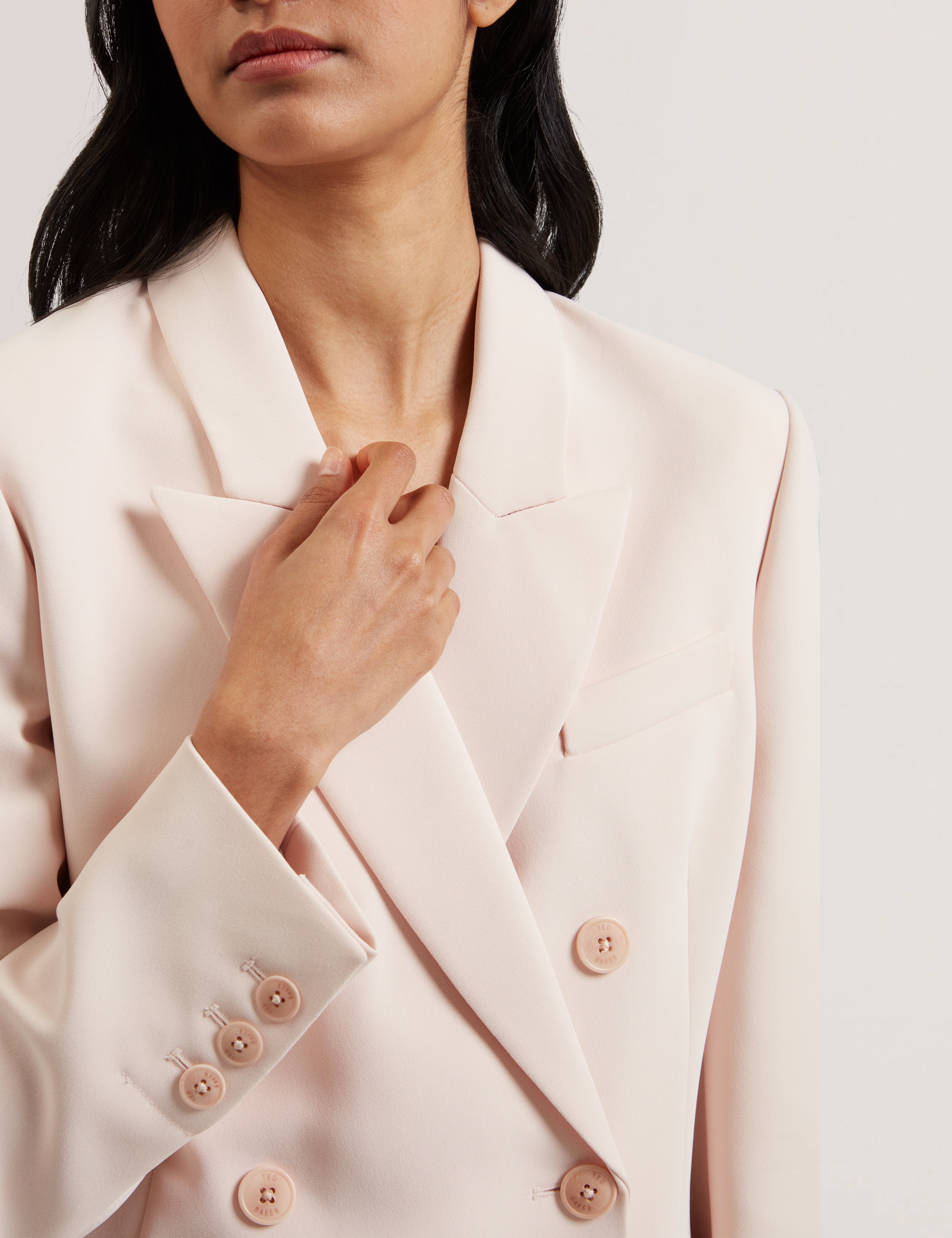 Traga Tailored Double Breasted Blazer Pl-Pink