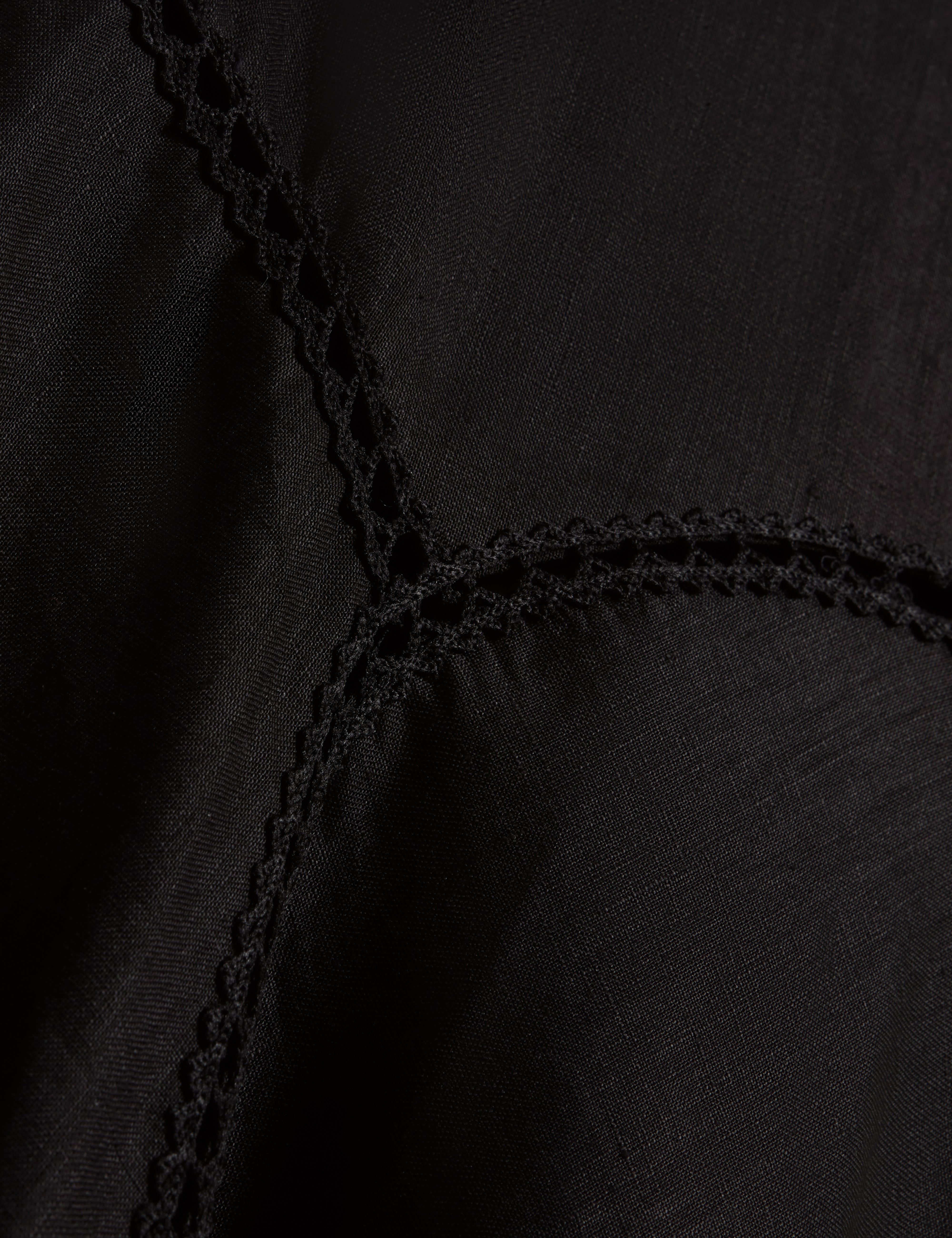 Uliaa Asymmetric Trim Detail Linen Midi Dress Black