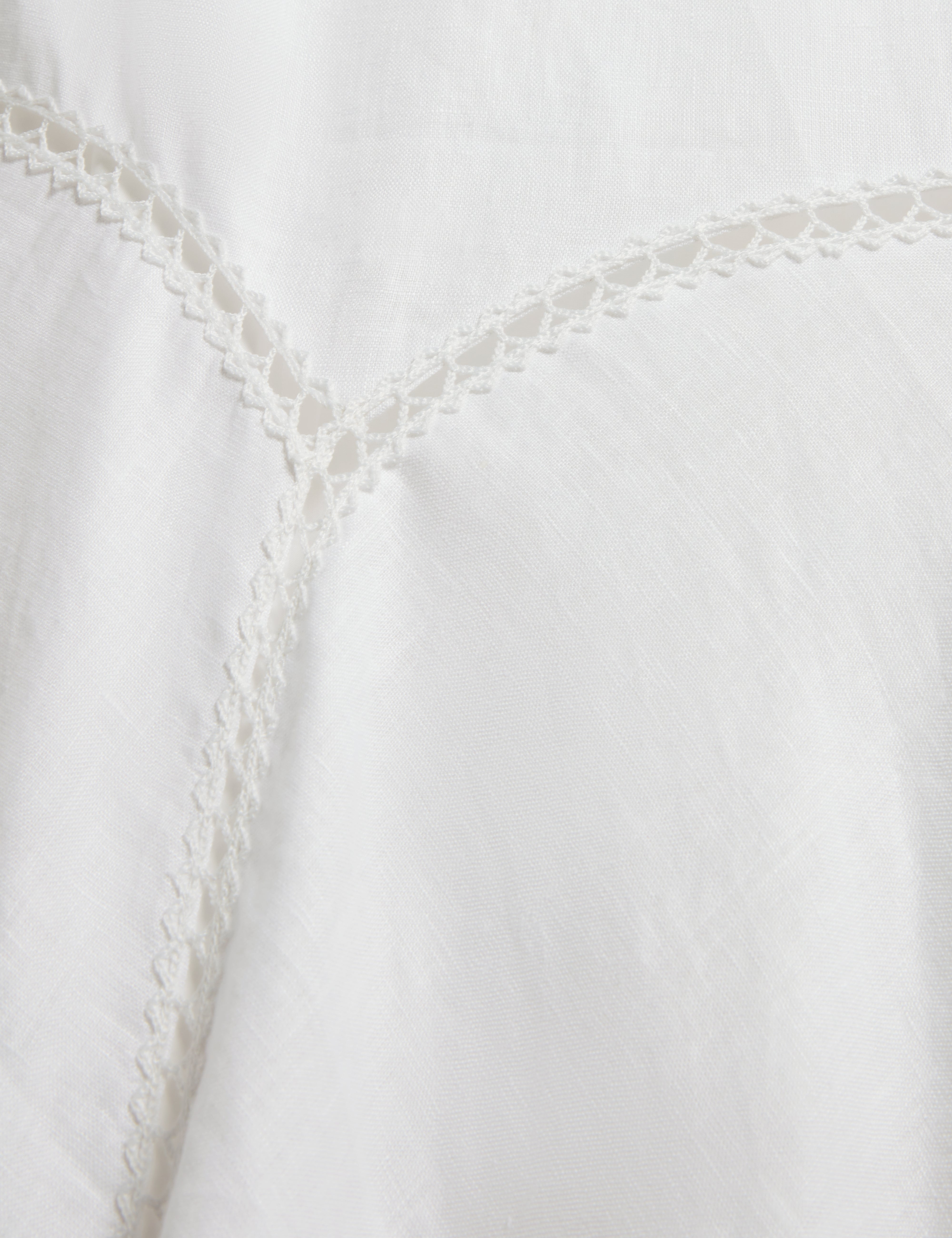 Uliaa Asymmetric Trim Detail Linen Midi Dress White