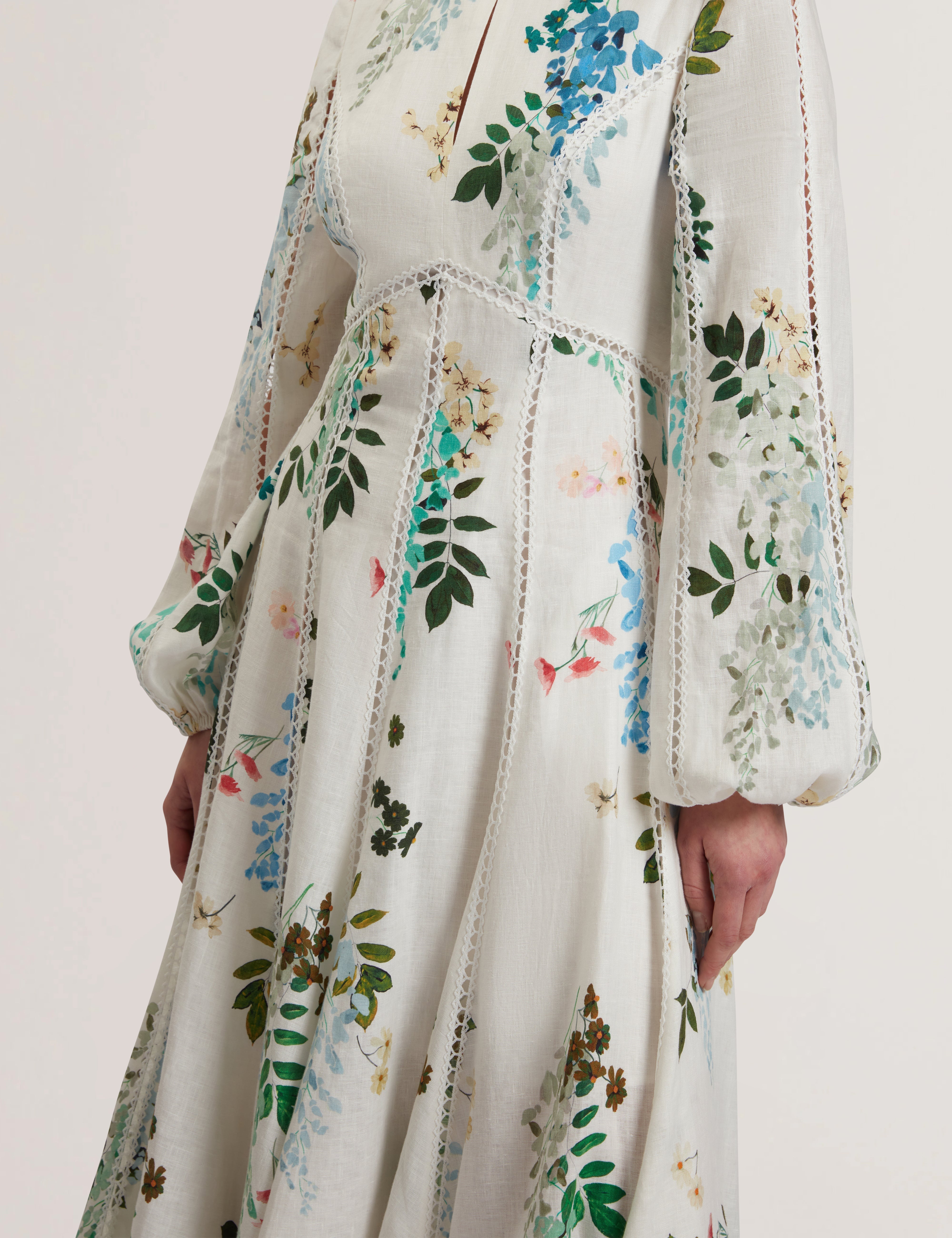 Utala Trim Detail Linen Midi Dress White
