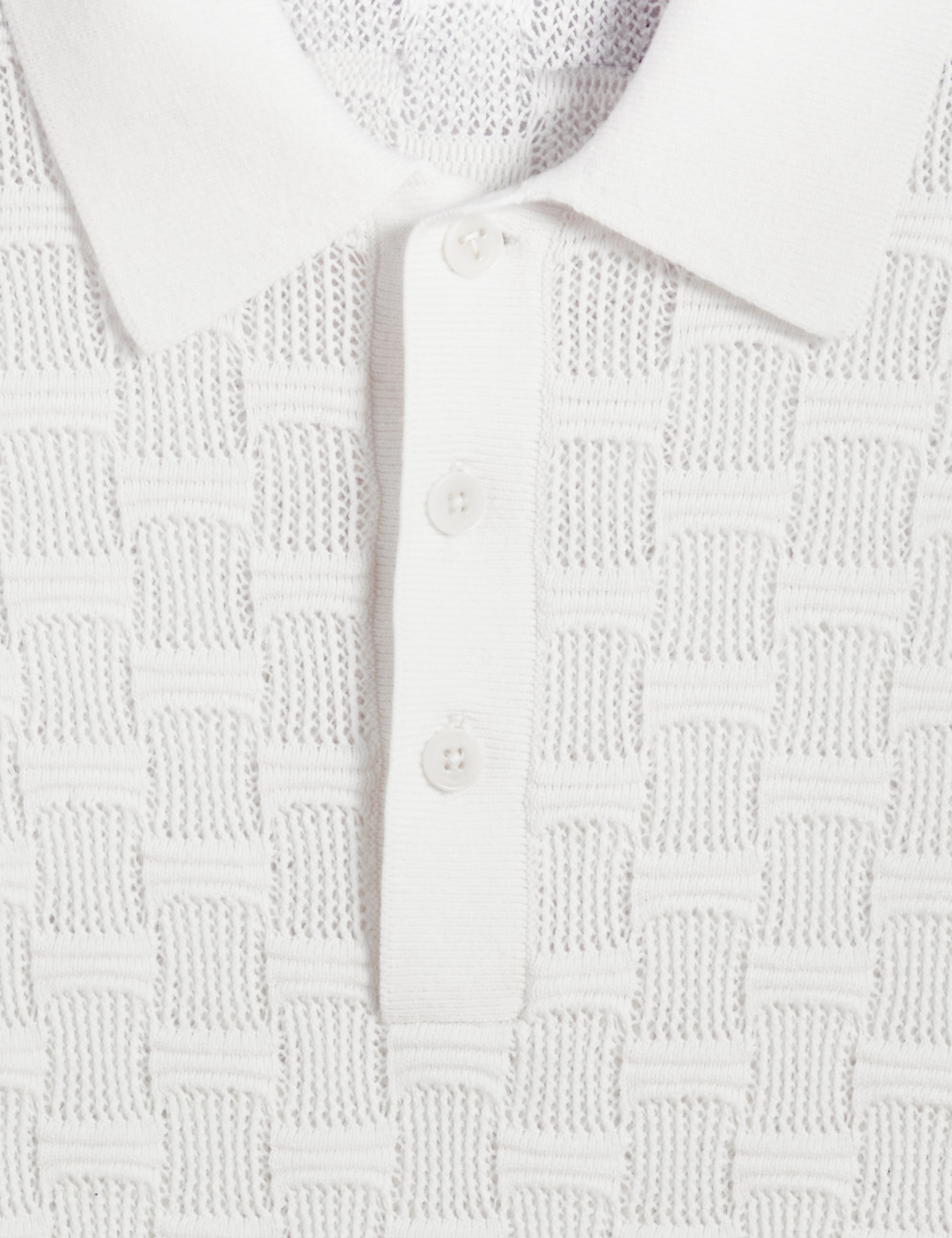 Waterby Short Sleeve Textured Silk Cotton Polo Shirt   White