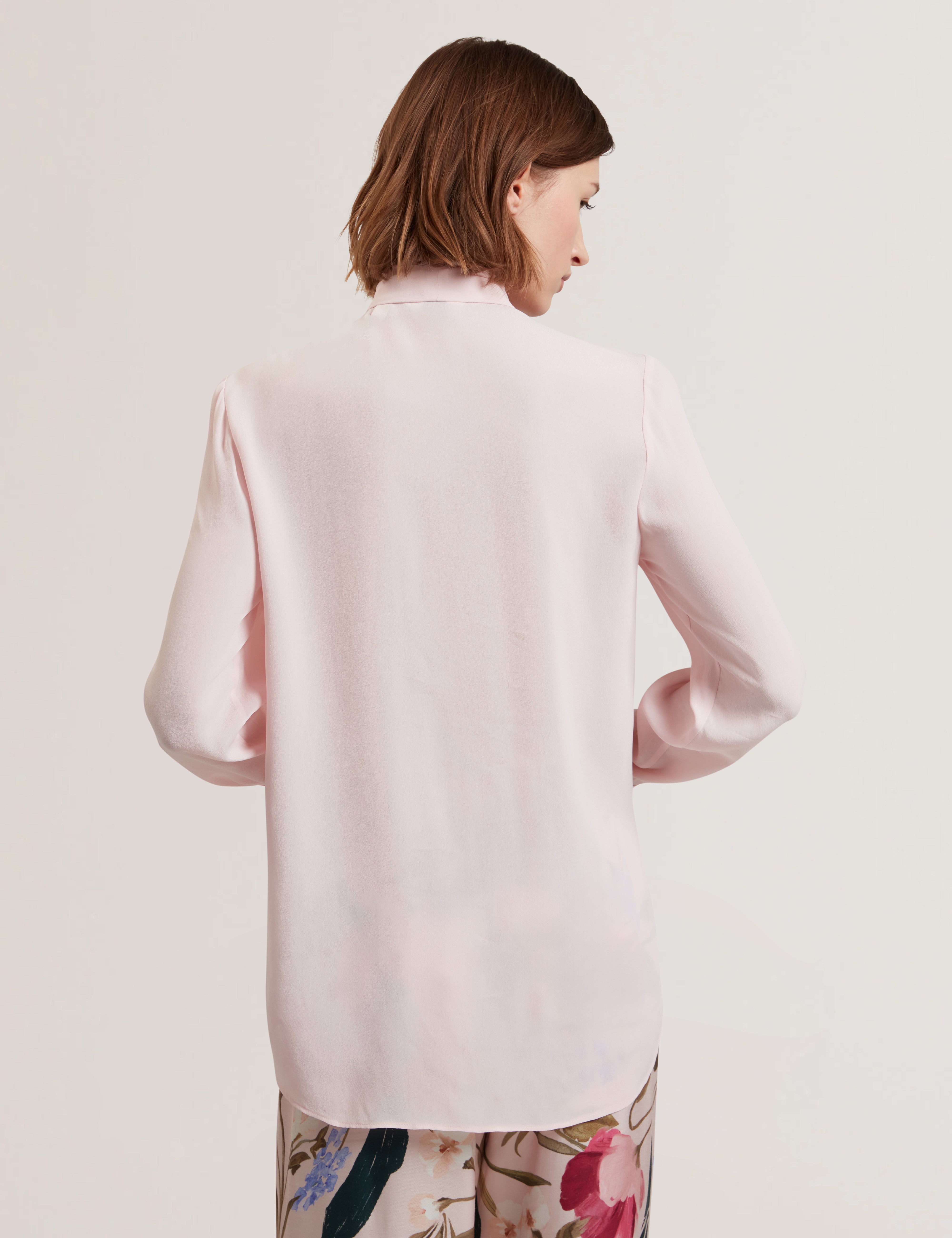 Zakiia Scarf Detail Long Sleeve Blouse Pl-Pink