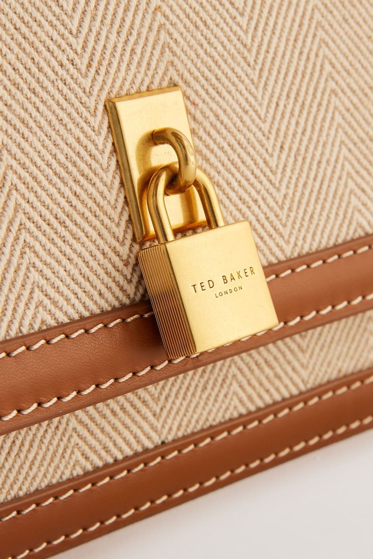 Fitzrov Padlock Canvas Cross-Body Bag Tan