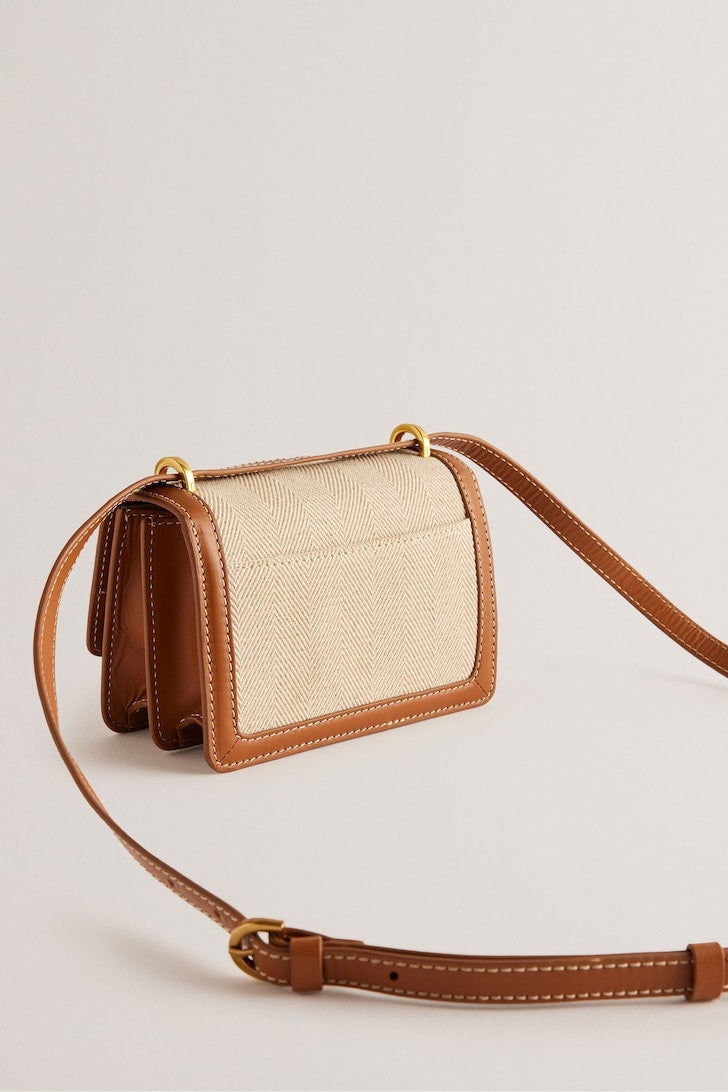 Fitzrov Padlock Canvas Cross-Body Bag Tan