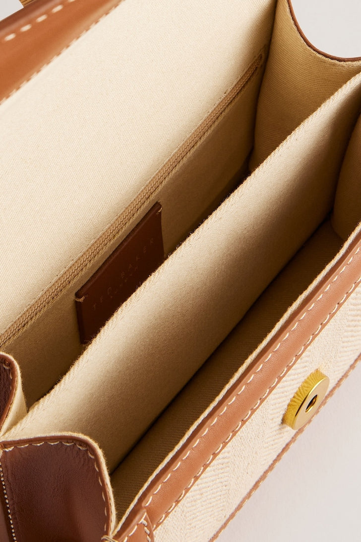 Fitzrov Padlock Canvas Cross-Body Bag Tan