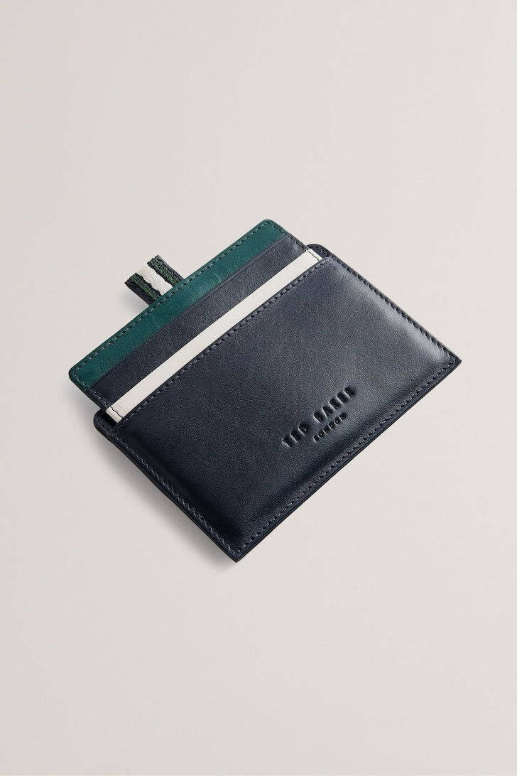 Grayden Glasgow Stripe Pull Out Leather Card Holder Navy