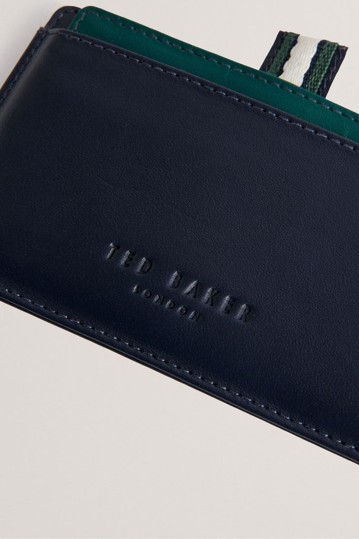 Grayden Glasgow Stripe Pull Out Leather Card Holder Navy