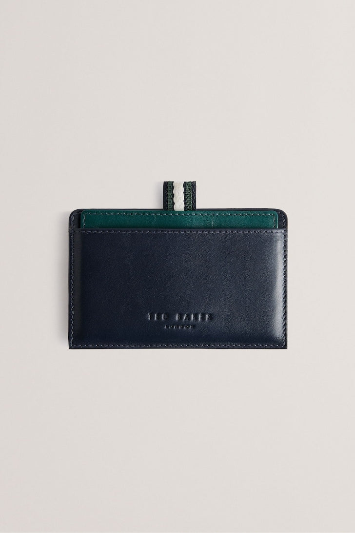 Grayden Glasgow Stripe Pull Out Leather Card Holder Navy