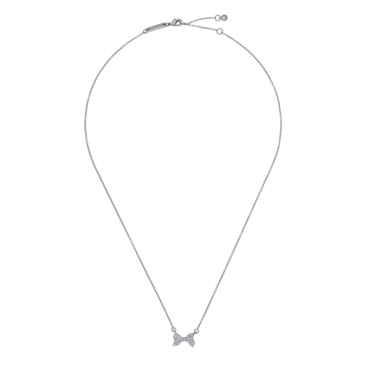 Barsie Crystal Bow Pendant Necklace Silver