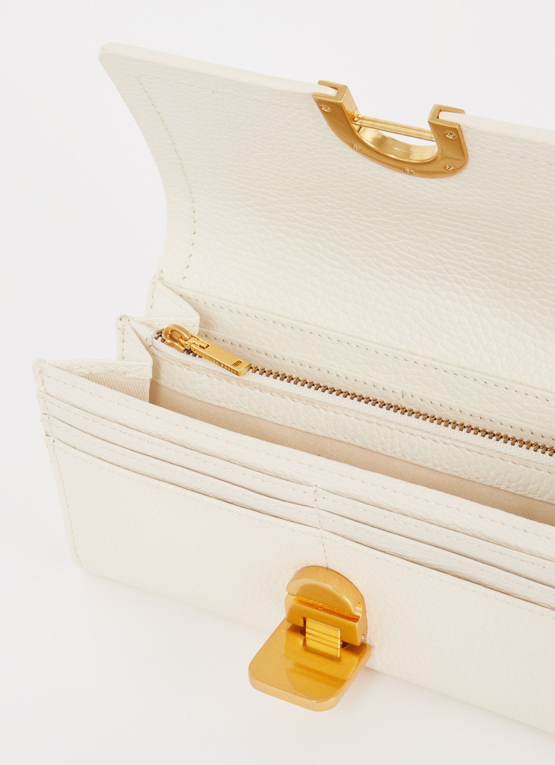 Imieldi Lock Detail Fold Over Purse Ivory