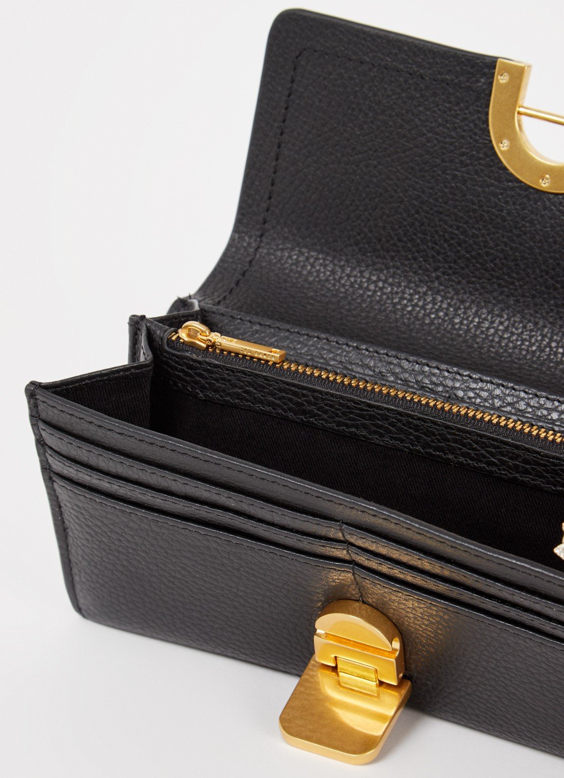 Imieldi Lock Detail Fold Over Purse Black